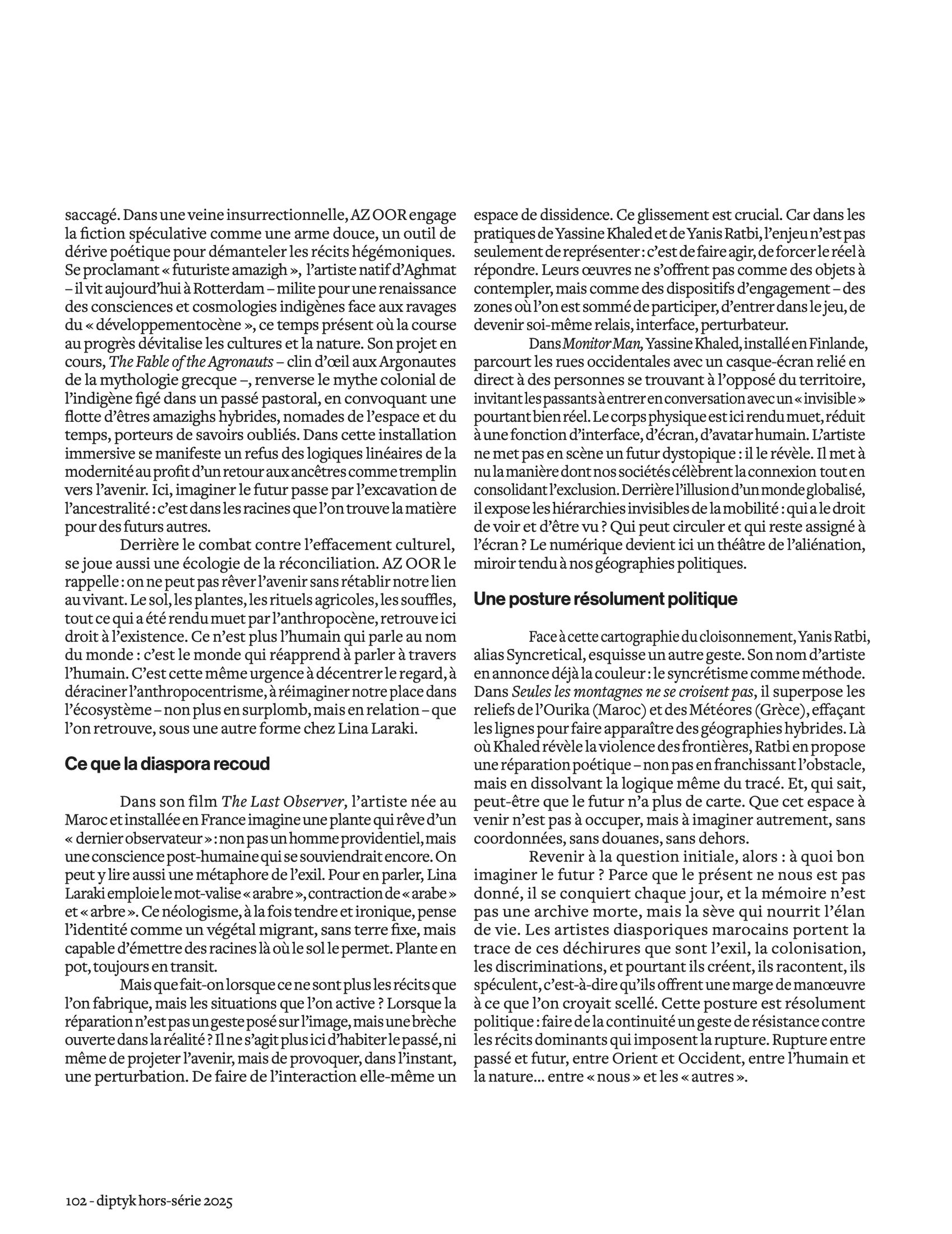 Quand le futur répare le passé, Al Mahjar, Diptyk hors-série, page 5