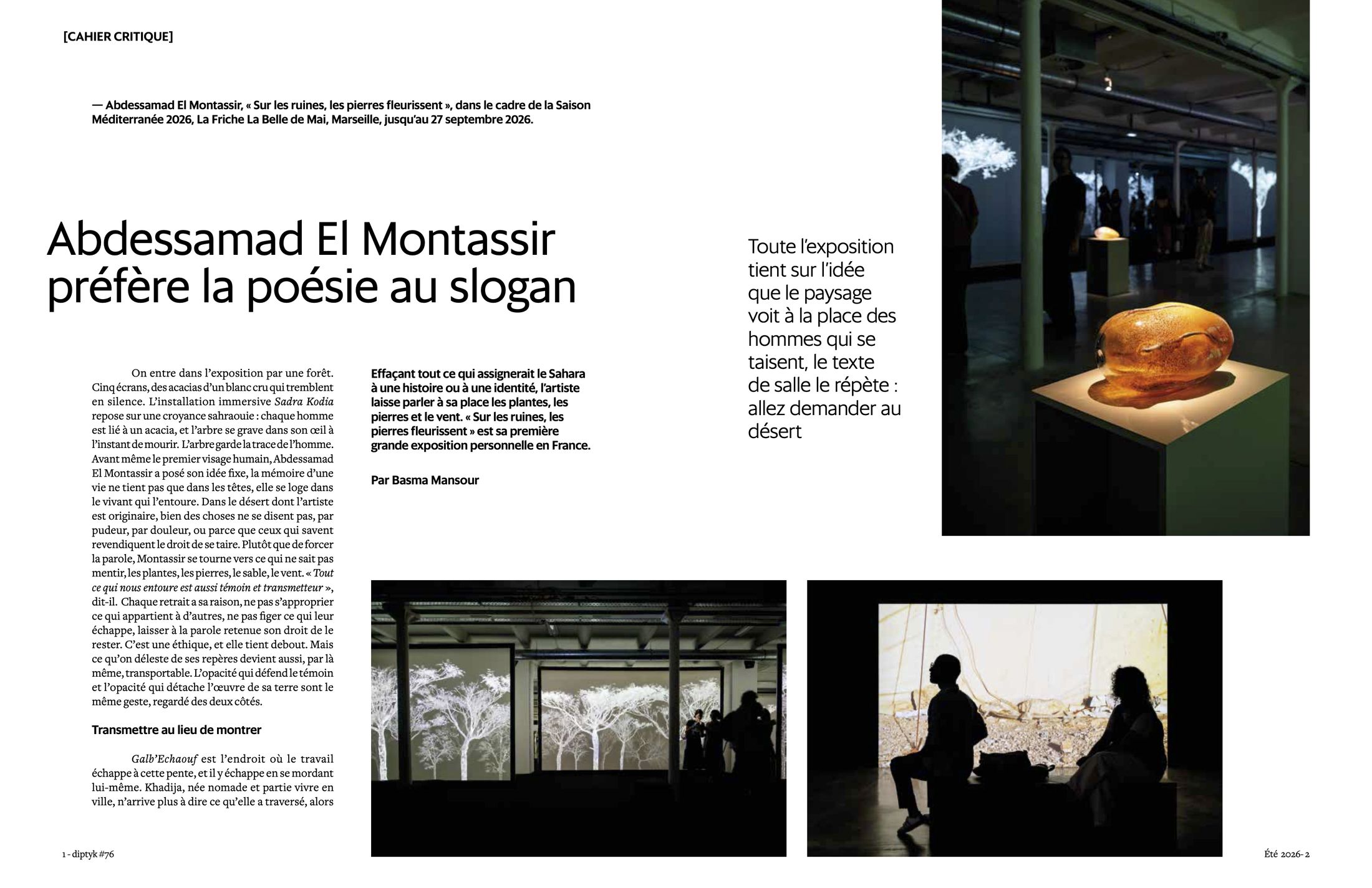 Abdessamad El Montassir préfère la poésie au slogan, Diptyk cahier critique, page 1